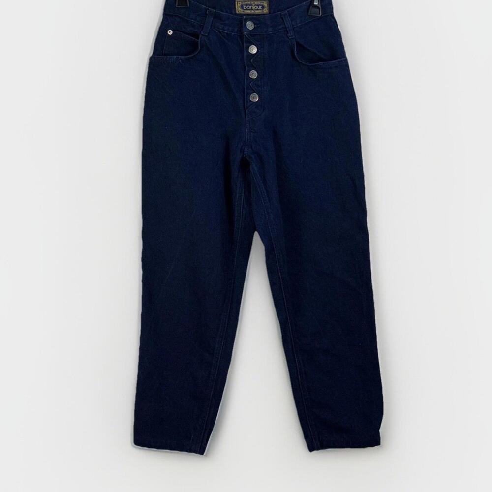 Vintage 80s BonJour High Waist Button Fly Mom Blue Crop Jeans Women’s Size 11/12